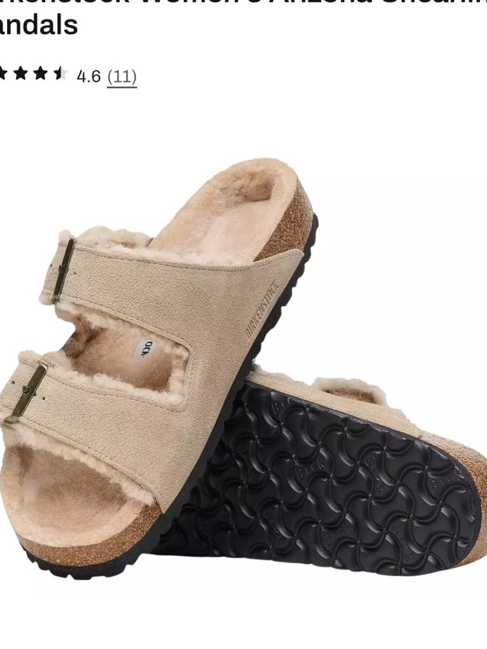 Birkenstock Arizona Shearling Slides Beige W10 EU41 NWT - Picture 3 of 7